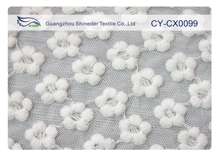 گل سفید شکل دوزی توری پارچه برای لباس عروسی CY-CX0099