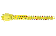 علاقه داشتن به 5 # پایان باز راین سنگ الماس زیپ با زنجیره بلند زرد نصب شده
