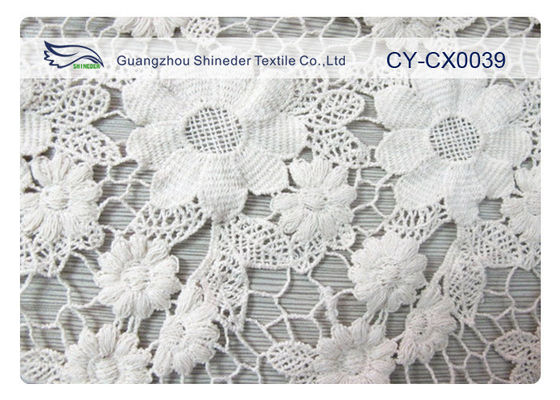100٪ پارچه توری نایلون ژاکارد با رنگ سفید / سبز / آبی CY-CX0039