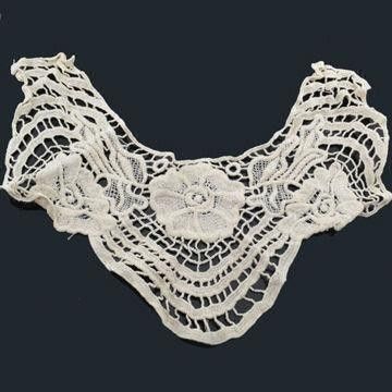Dyeable یقه پنبه دوزی قلاب دوزی قابل جدا شدن توری برای لباس