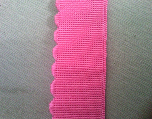 2.5CM کوله پشتی صورتی الاستیک بافته شده، یک طرف در الگوی گوش ماهی