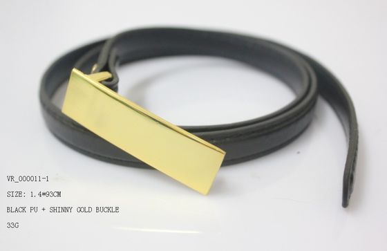 کمربند پارچه سیاه PU برای زنان / 1.4cm خانم کمربند دور کمر، شفافیت و زیبایی طلا نیکل دست و پنجه نرم