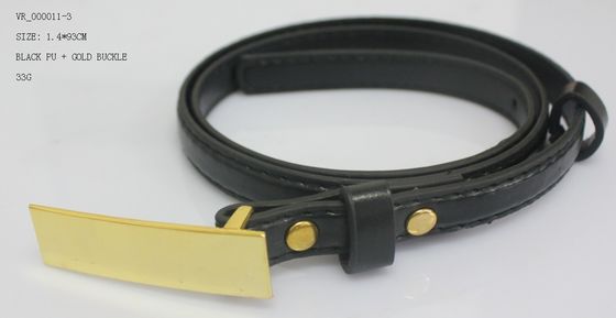 کمربند پارچه سیاه PU برای زنان / 1.4cm خانم کمربند دور کمر، شفافیت و زیبایی طلا نیکل دست و پنجه نرم